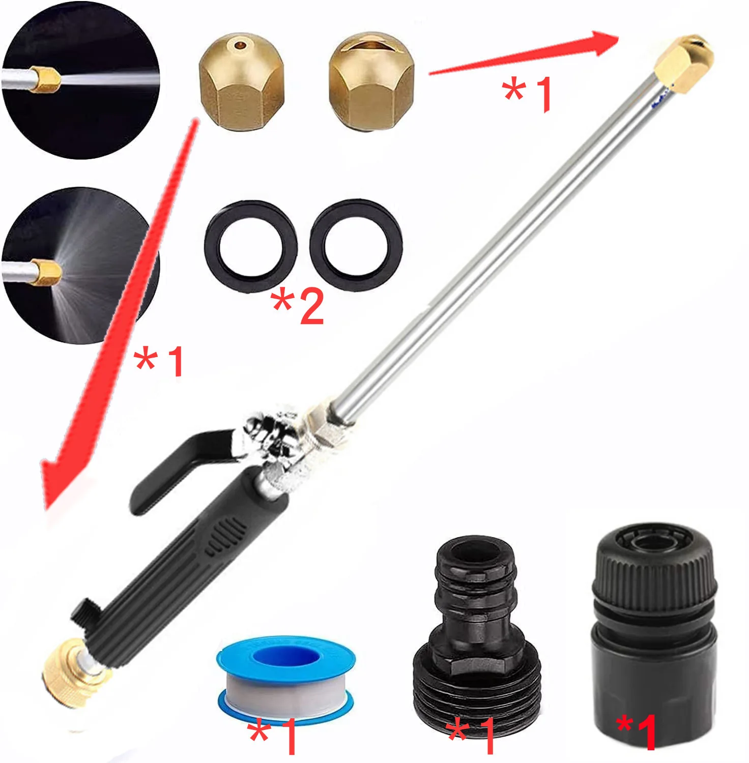 1pc High Pressure Car Washing Lance, Household Garden Water Gun, Multifunctional Outdoor Cleaning Tool