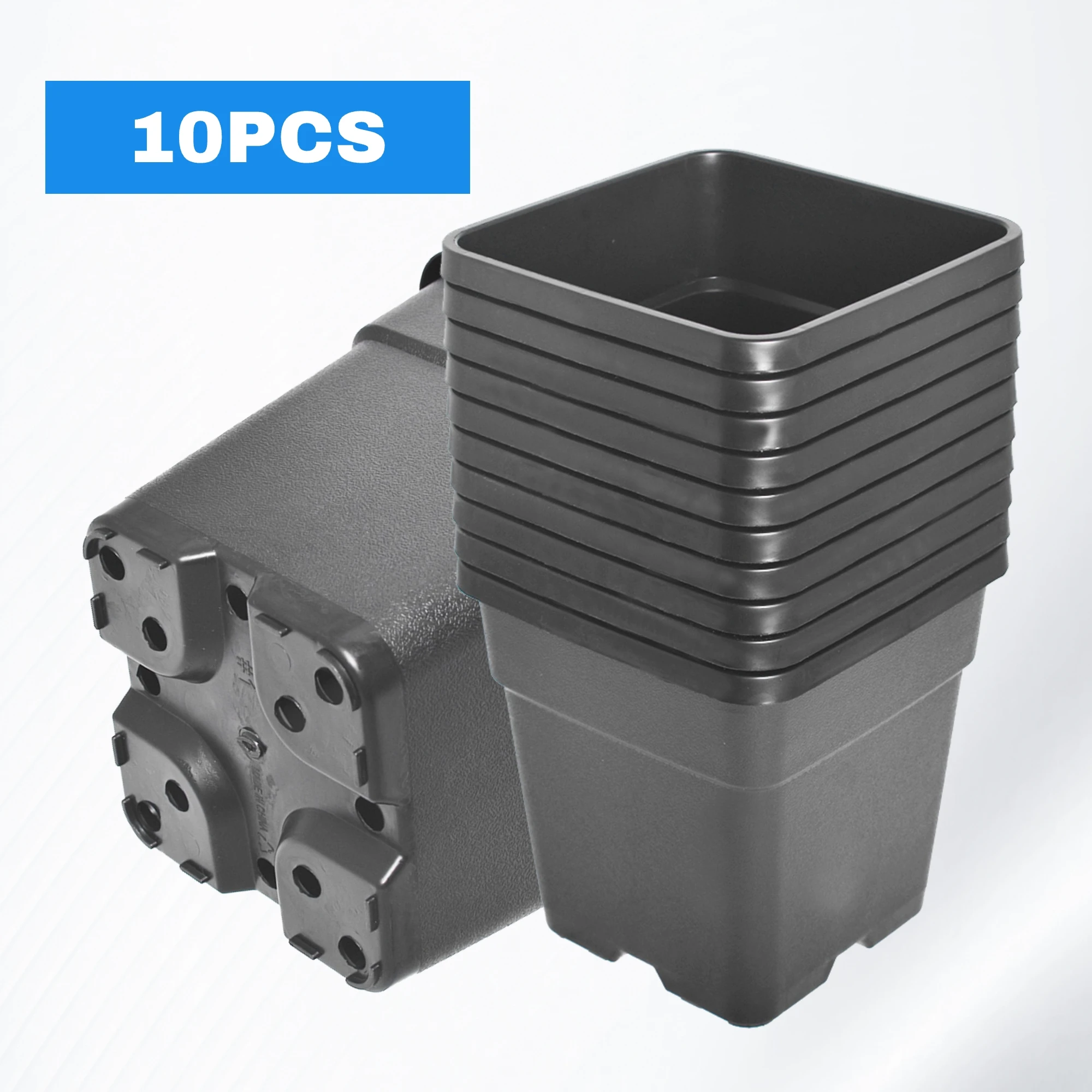 

Набор из 10 (11 шт.) черных квадратных горшков объемом 2 галлона, изготовленных методом литья под давлением, 18,5x13,6x19,4 см, для садоводства и посадки растений