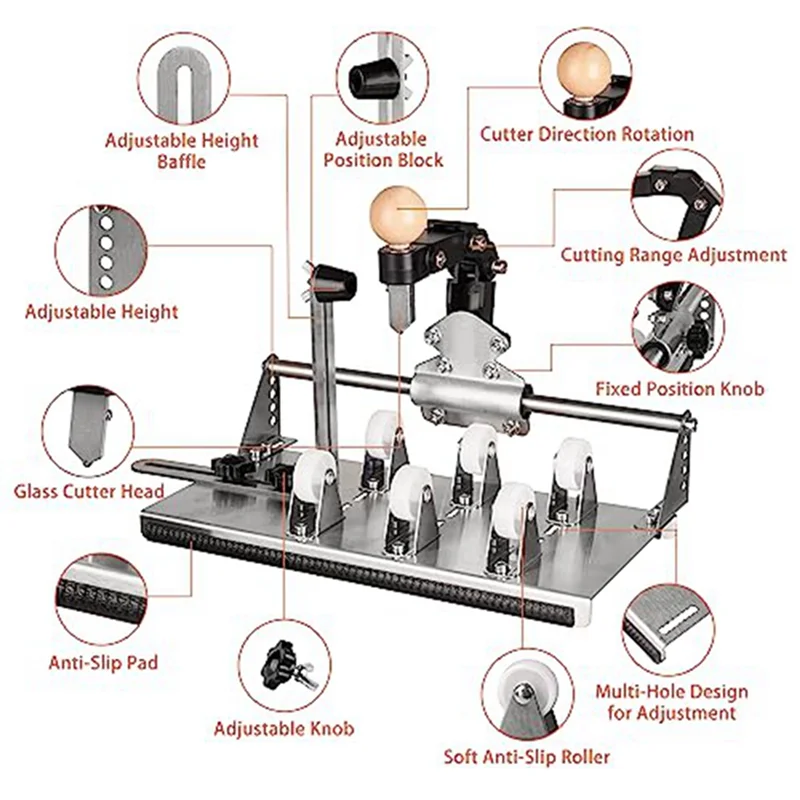 Glass Bottle Cutter - Professional DIY Glass Cutting Tool for Square, Round Bottles and Bottlenecks with Accessories