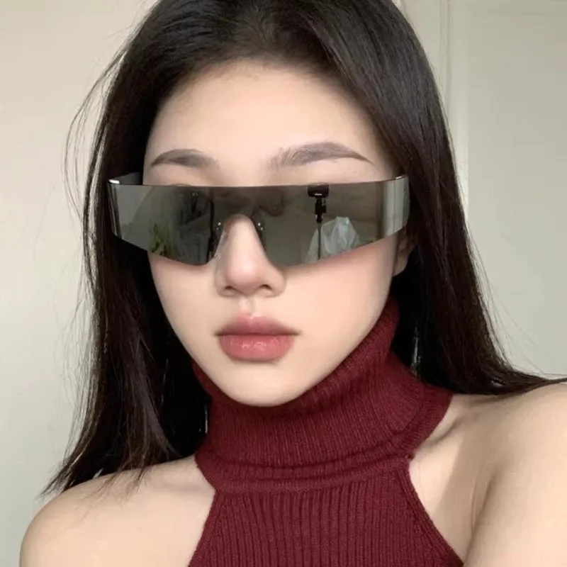 

Punk One Piece Sunglasses Goggle New Y2k Rimless Sun Glasses 2000's Shades Eyewear UV400 Female Designer Eyeglasses