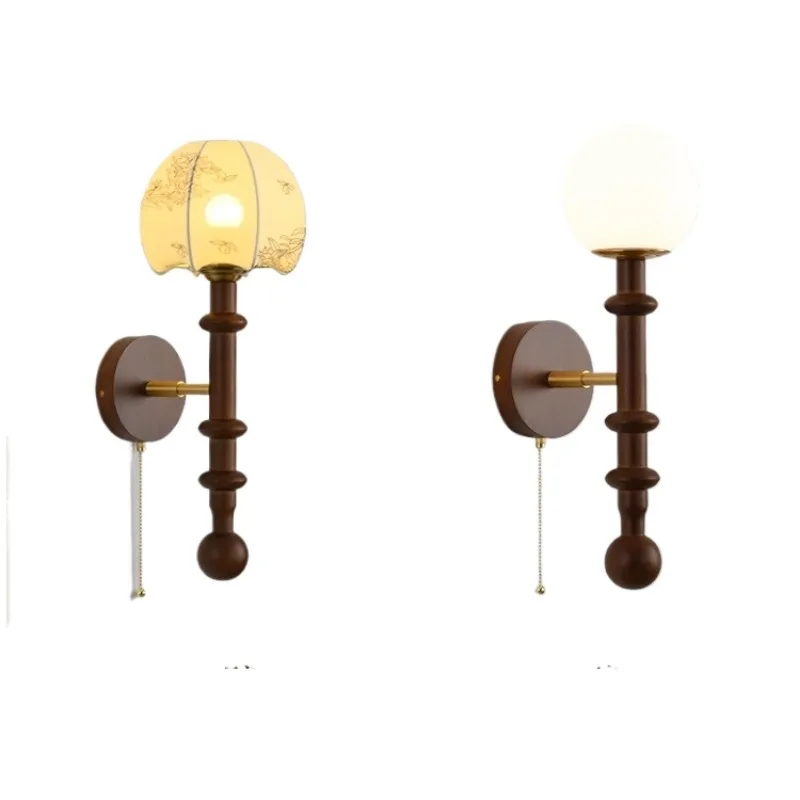 

Modern bedroom bedside lamp personalized living room study table lamp retro solid wood night lamp