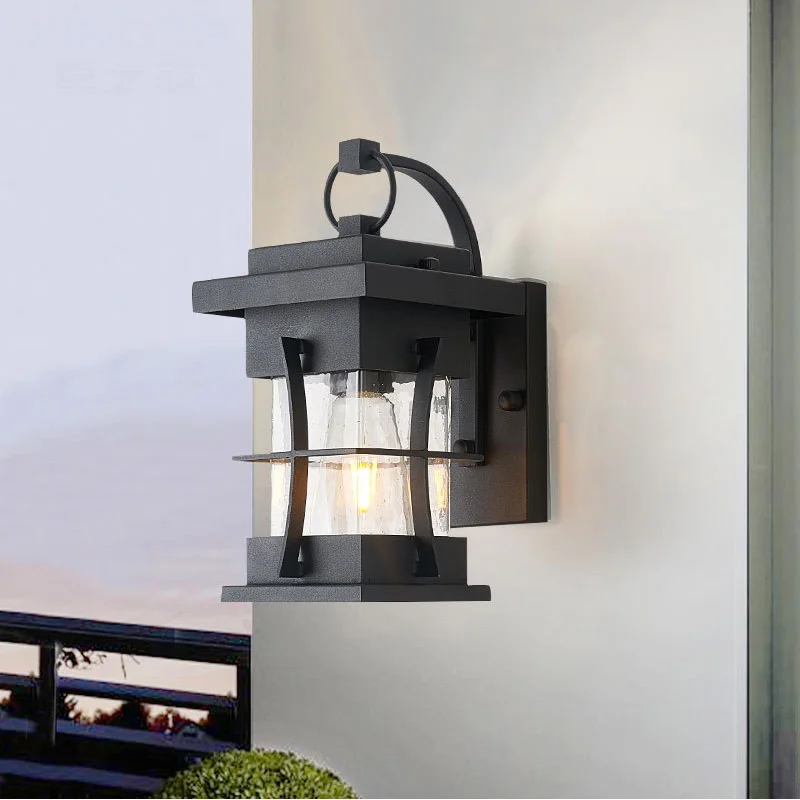 

Outdoor Waterproof Wall Lamp Black Chinese Minimalist Villa Entrance Courtyard External Wall Lamp Corridor Balcony Wall Light