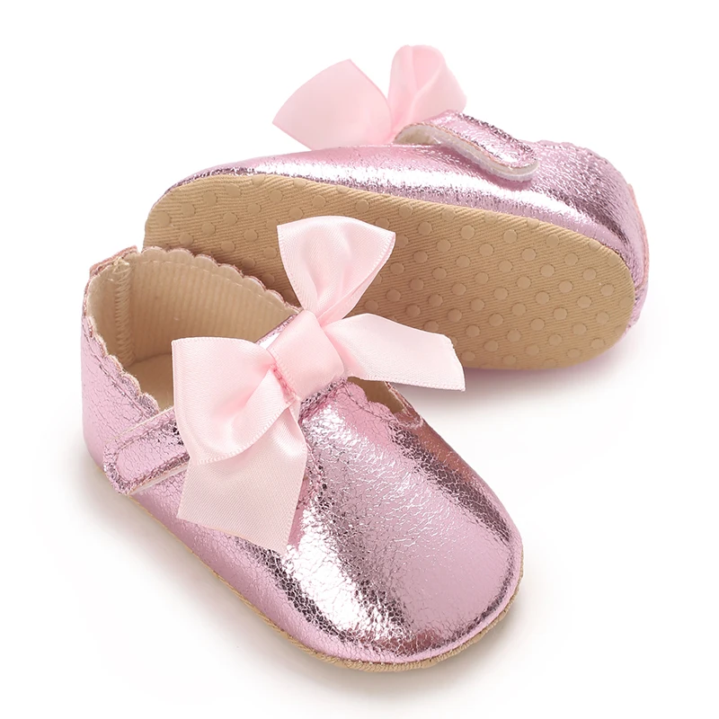 Sapato feminino casual princesa, fundo macio, decoração de arco grande, elegante para festas, novo estilo, primavera e outono, 0-18m