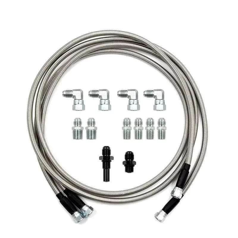 52 inch braided transmission cooler hose connector for Chevrolet Ford TH350/700R4/TH400