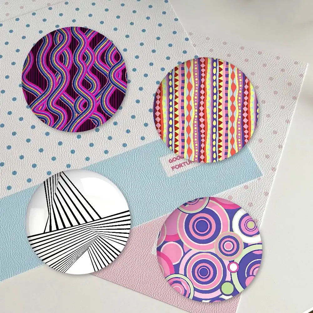 Striped Pattern Premium Tinplate Round Lapel Pins: Cute Badge Brooches For Shoulder Bag Accessories, Souvenir Gifts