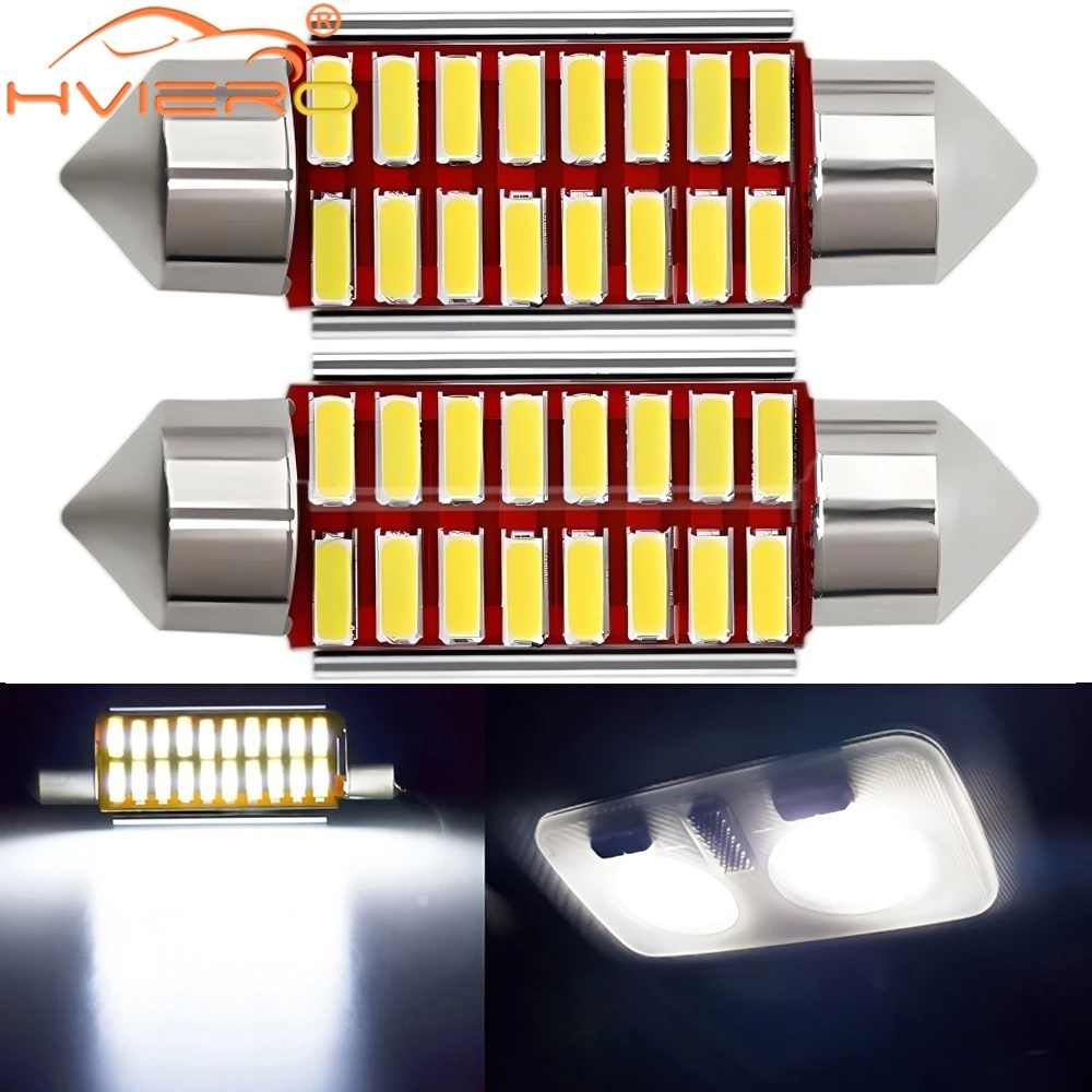 2Pcs Series 12V C5W Led C10W Lighting Light Interior 31mm 36mm 39mm 41mm Car 4014 Patch 12/16/20/24SMD Driving Reading Por Mayor