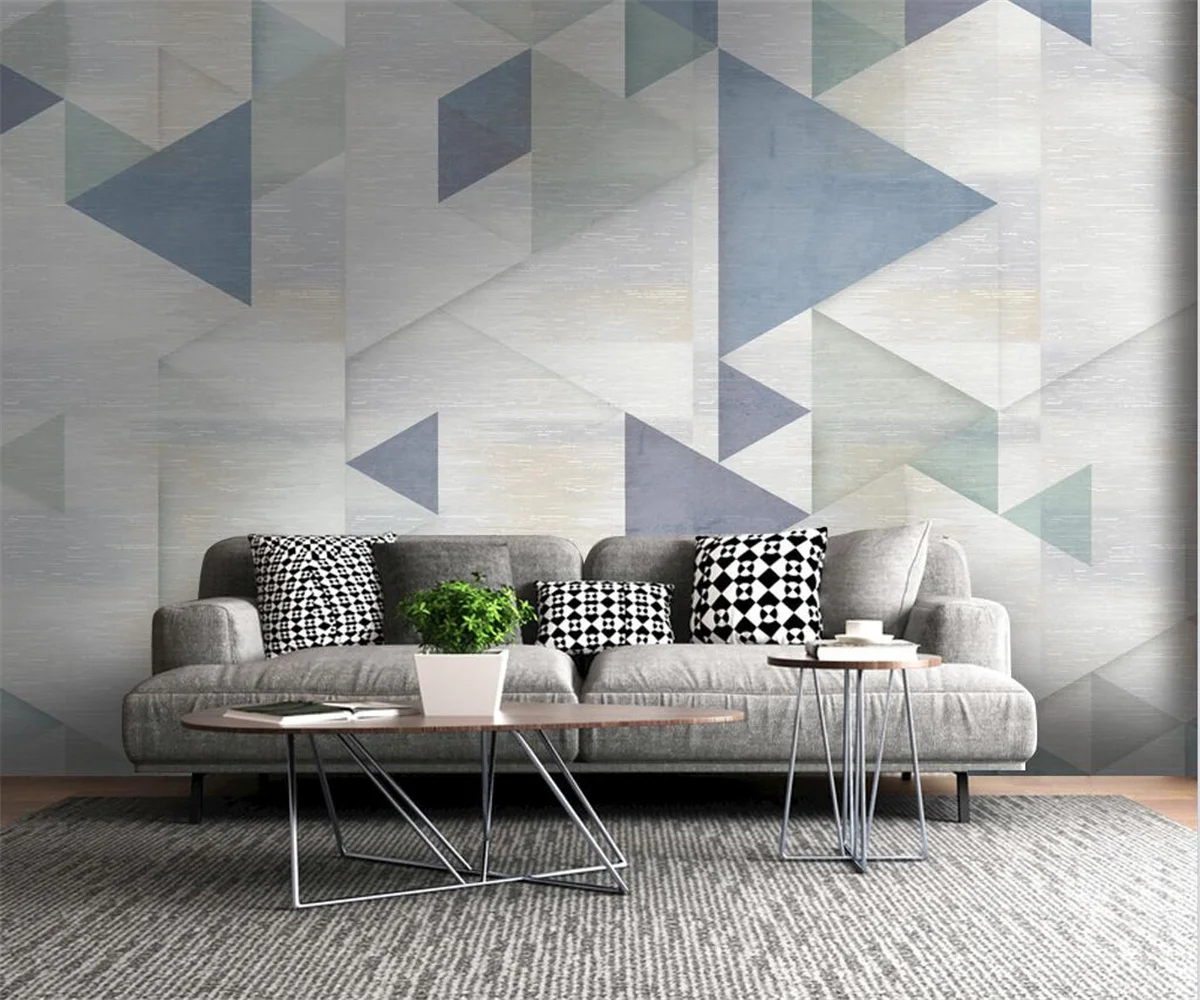 papel de parede Custom modern simple geometric wood grain creative bedroom living room decorative painting wallpaper