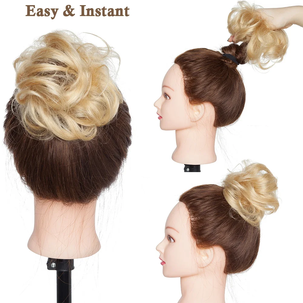 Rich Choices Scrunchies  Tousled Updo Ponytail Extension Real Humna Hair Wavy Curly Messy Bun Hair Piece for Women Girls