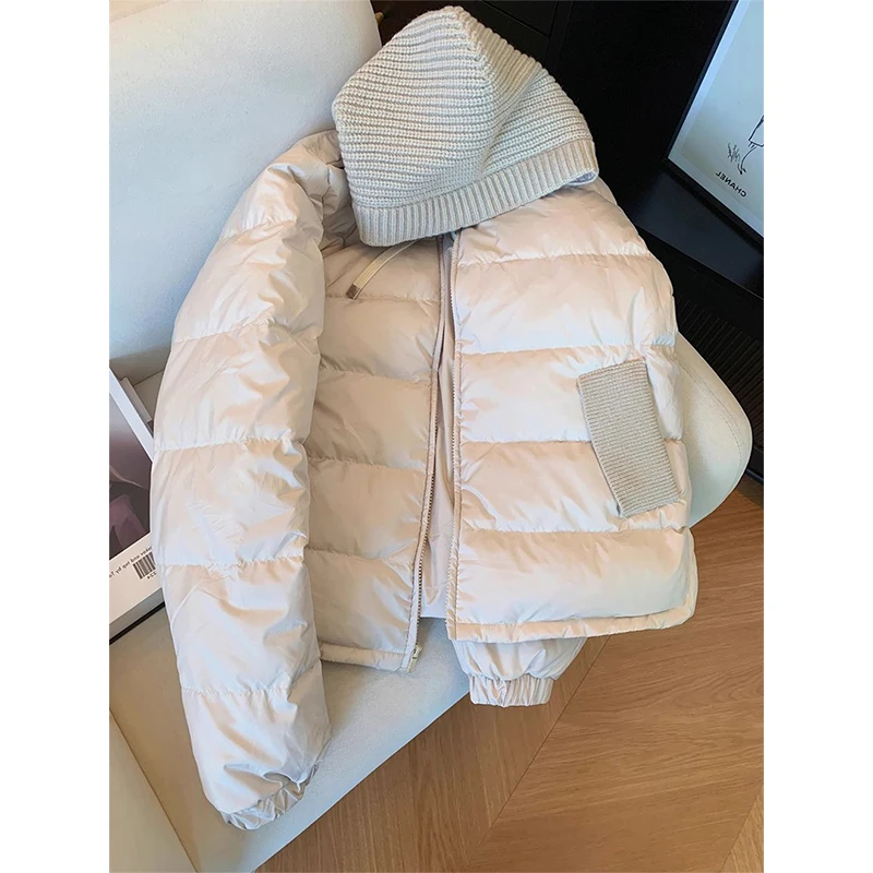 

Корейская простая вязаная хлопковая куртка с капюшоном для женщин, осенне-зимняя, модная, повседневная, универсальная, стройнящая, трендовая верхняя одежда