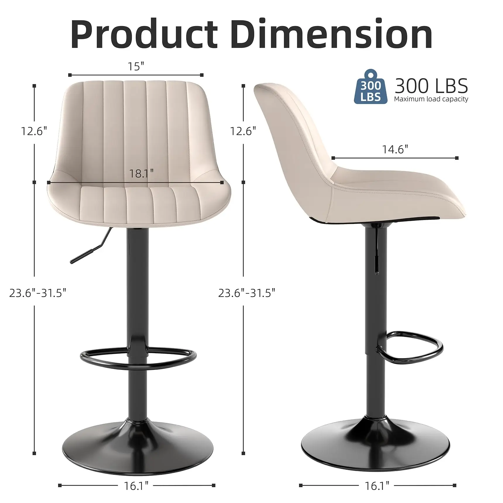 Adjustable Faux Leather Bar Stools Set of 3