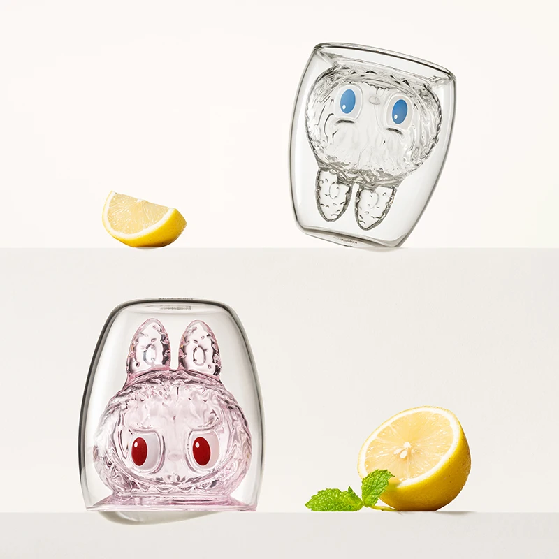 Labubu The Monsters-Cheers Serie Blind Box Double Glass Cup Mysteriou Box Cute Water Cup Handmade Decoration Model Birthday Gift