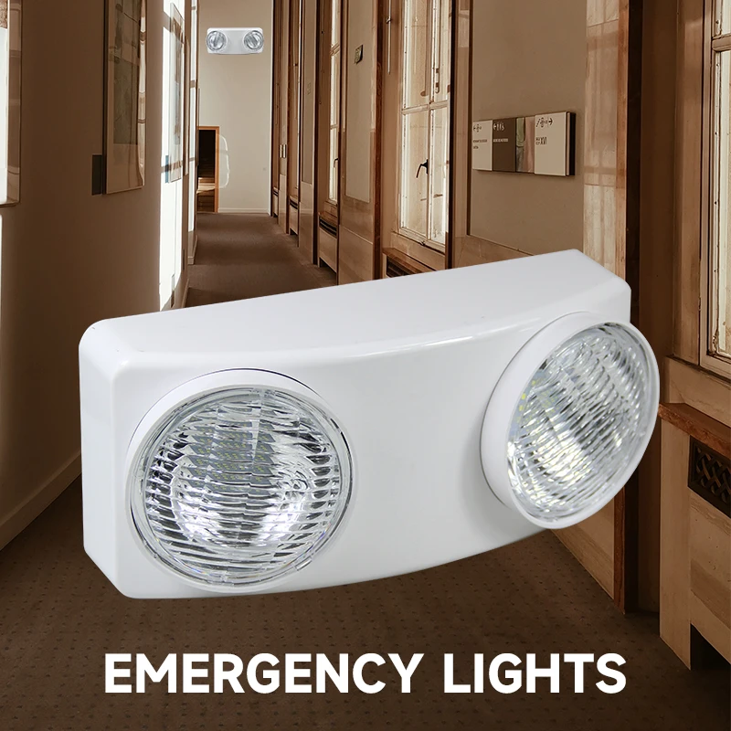 LED Double Lamp Emergency Evacuation Light Wall-mounted Safety Indicator Rechargeable Public Warning Lamps for Power Failure