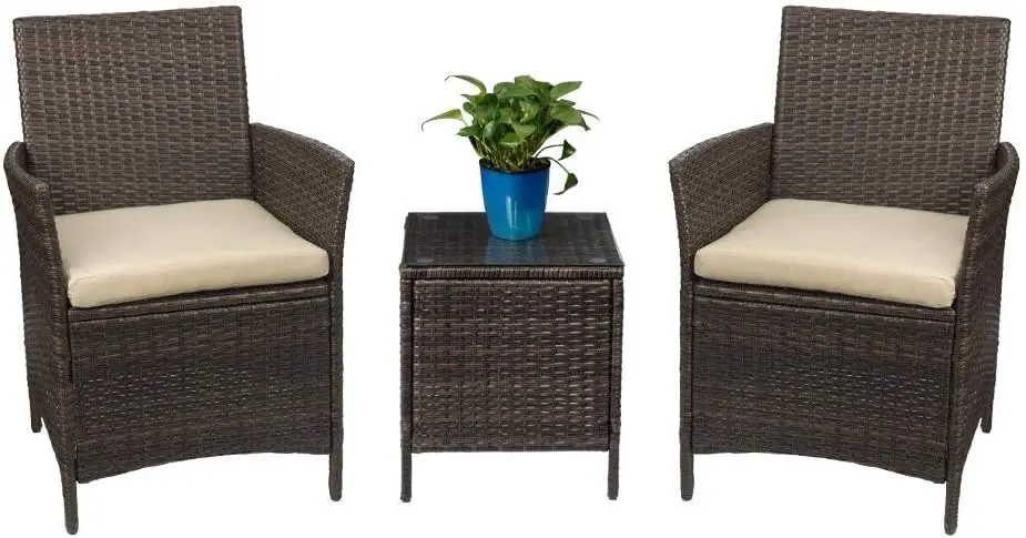 

Courtyard porch furniture set 3-piece set PE rattan table and chair outdoor garden furniture set