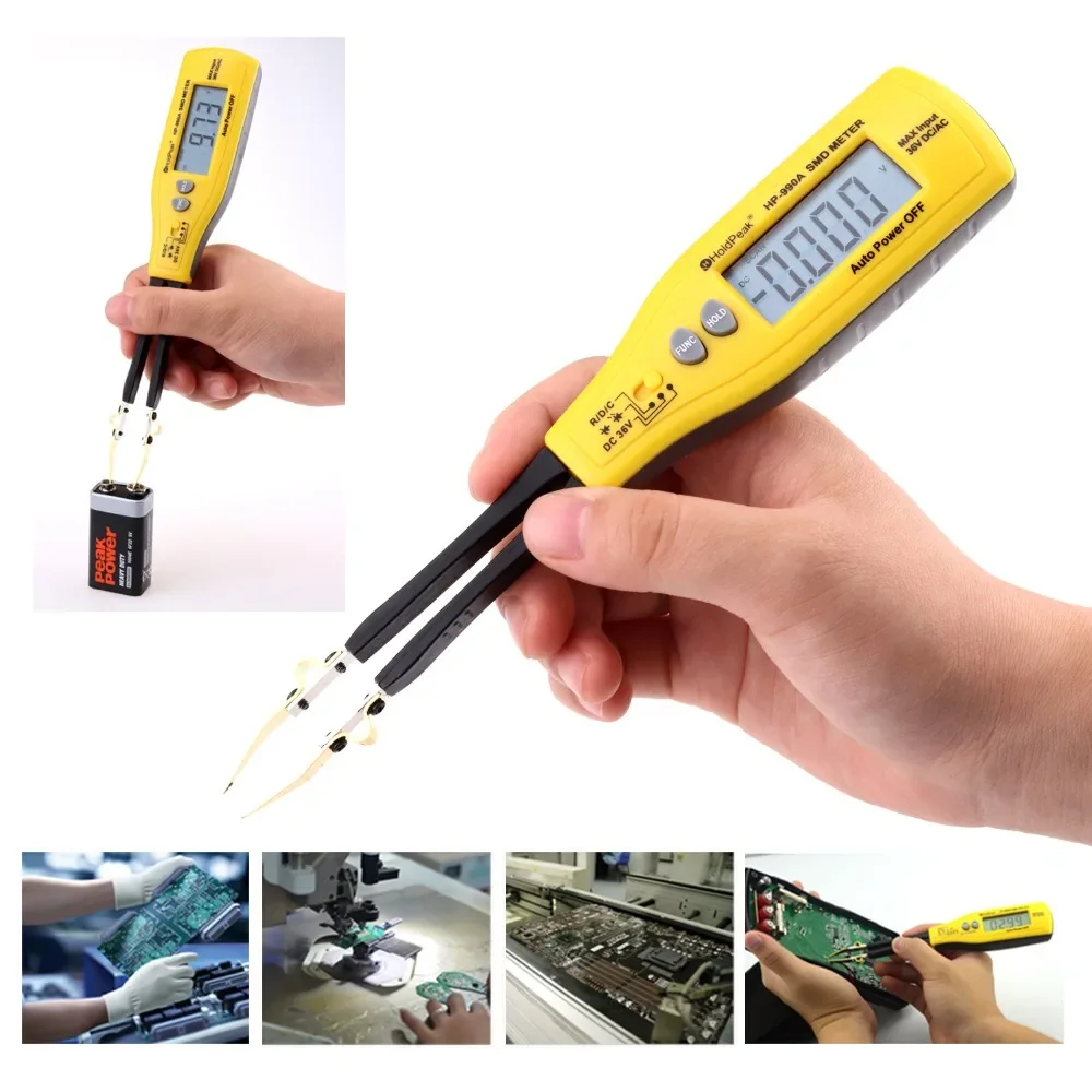 Stable HoldPeak HP-990A Resistance Capacitance SMD Tester Meter Multimeter Professional Component Tester DC Voltage Meter 11