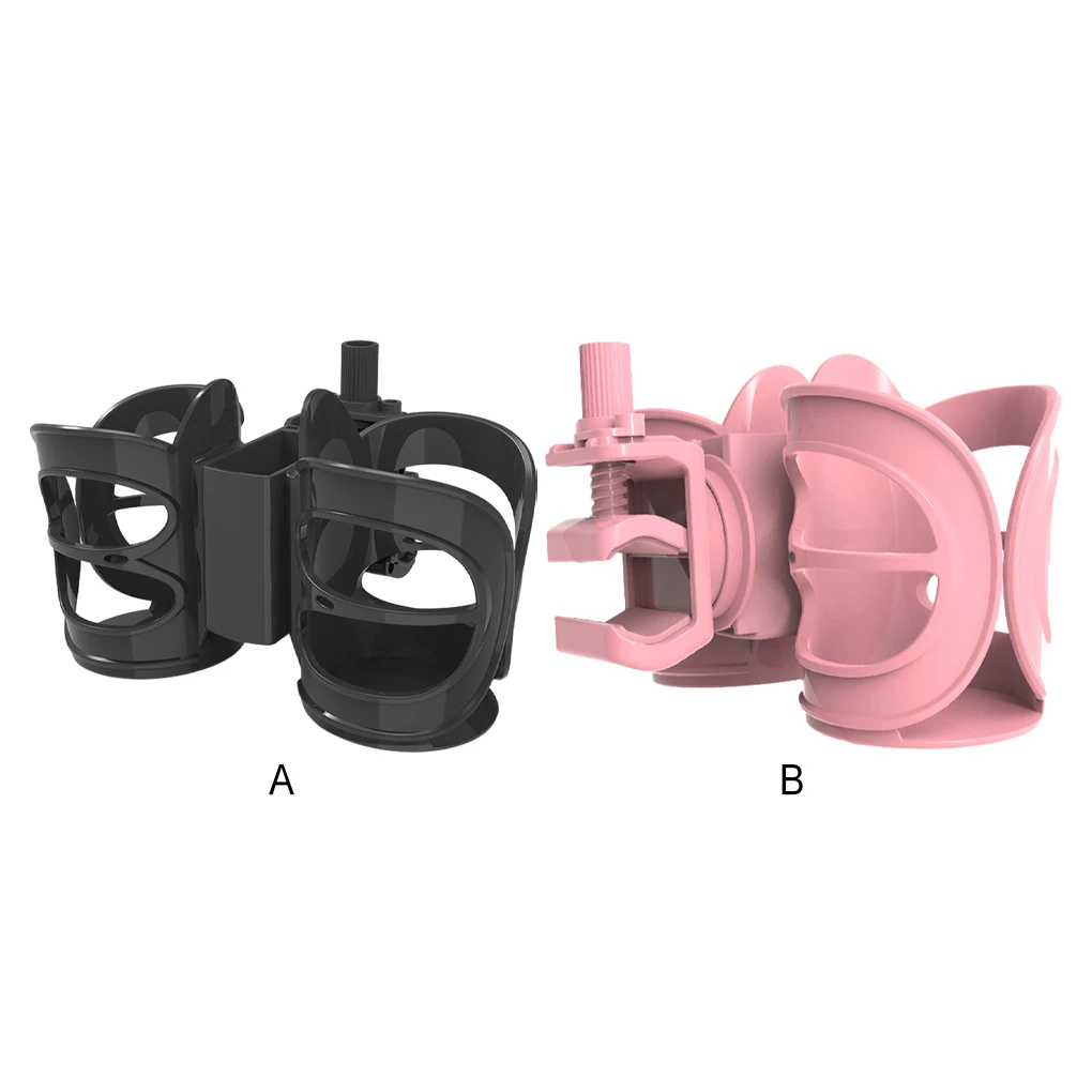 حامل أكواب قوي ومتين للكرسي يدفع باليدين، مناسب عالمي وقابل للتعديل ومريح للتخزين، أسود