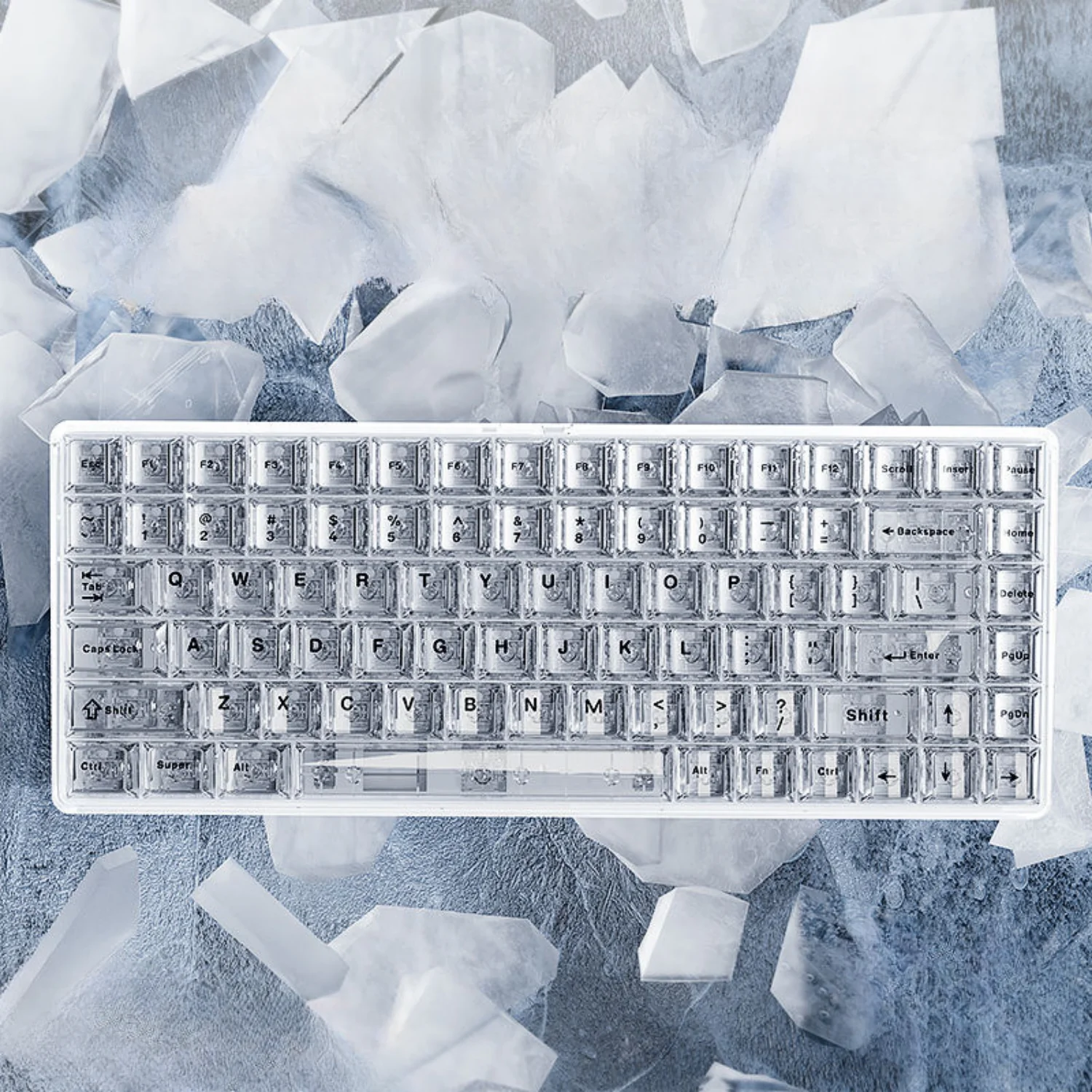 

Transparent Crystal Cherry Contour Keycaps PC 123 Keys Translucent for MX Switch 60/84/90/104/108 Layout Mechanical Keyboards