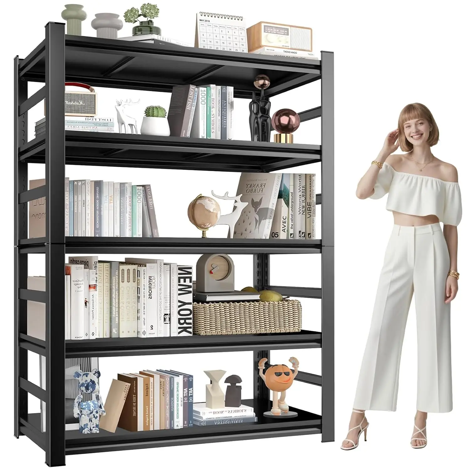 

Book Shelf, Screwless Installation Metal Bookshelves, Heavy Duty Steel Bookcases, Adjustable Tall Industrial, Customized
