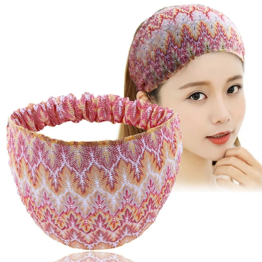 

Fashion Wide Hairbands Ethnic Style Stretchable Headbands Breathable Thin Headwear Women