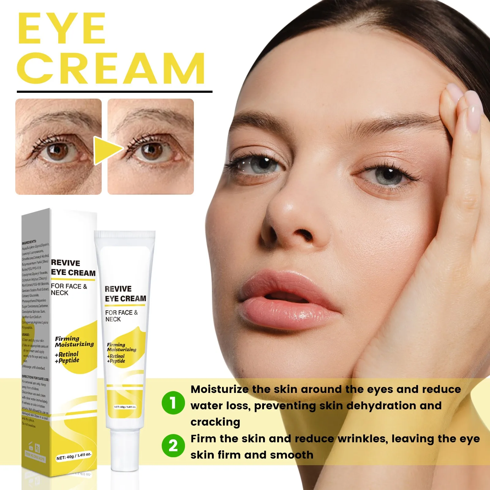 

Eye Cream Improves The Skin Around The Eyes, Tightens And Moisturizes, And Reduces Fine Lines