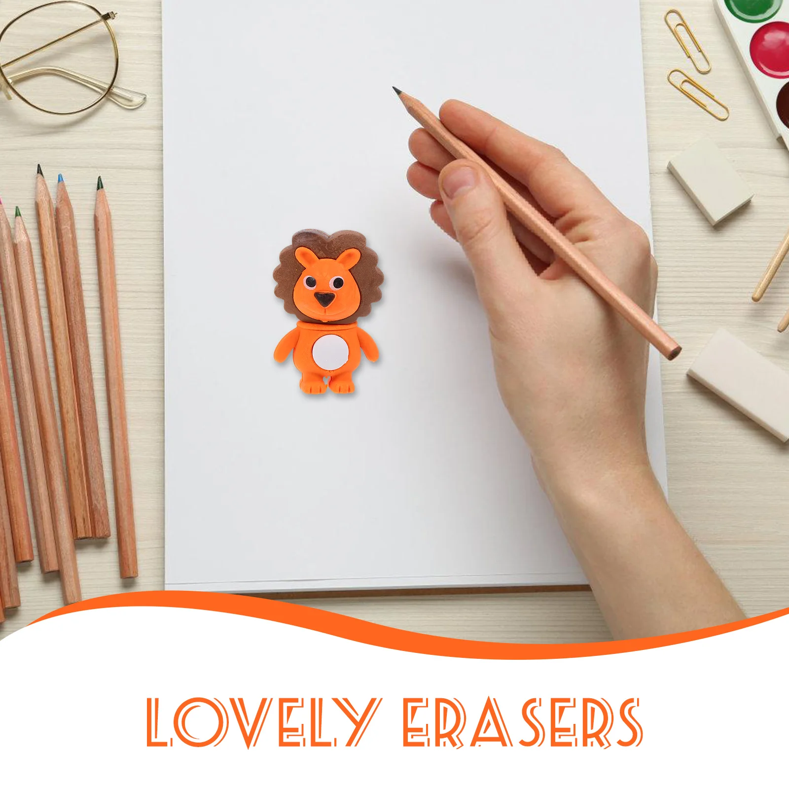 

24pcs 3D Lion Shaped s Multi-Function Mini Pencil Erasers Delicate Student Supplies School Accessories Portable Household