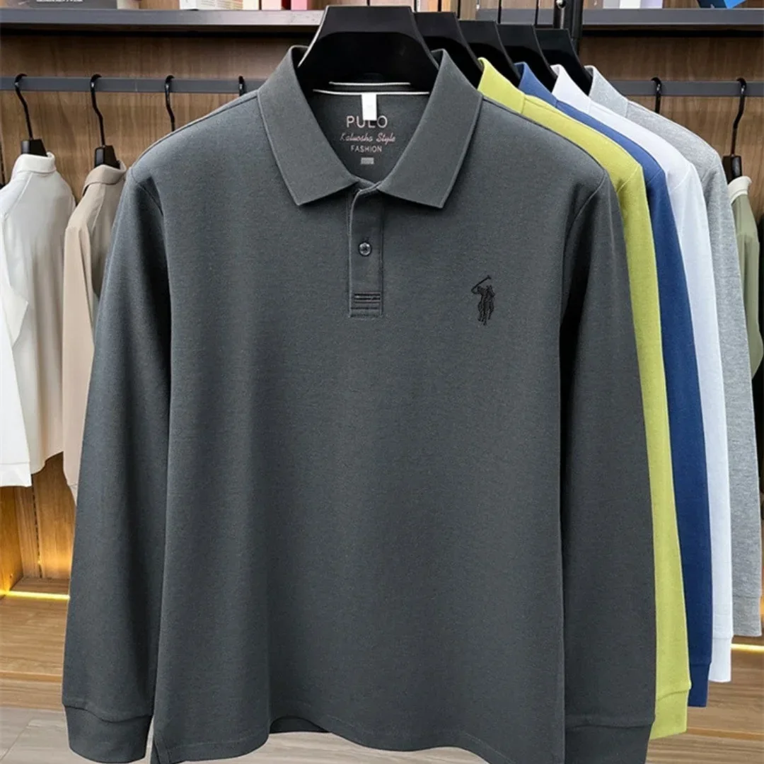 2026 neues 100% reines Baumwoll-Poloshirt der High-End-Marke für Herren, langärmelig, Herbstmode, luxuriöse Stickerei, Golf-Oberteil, Business-T-Shirt – Detail 16