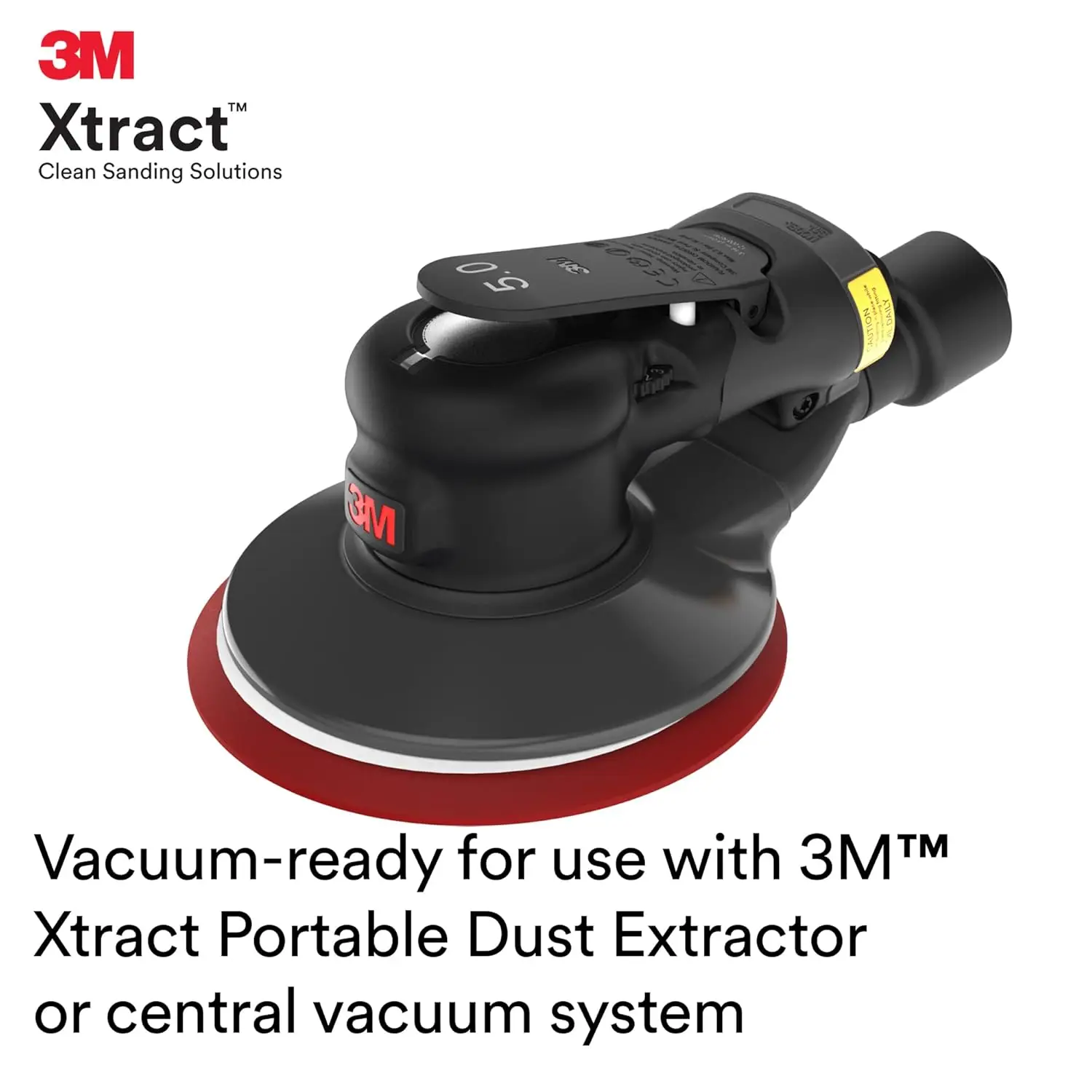 Random Orbital Sander, Pneumatic 88943, 5 in, with Central Vacuum Attachment, 5/16 in Orbit, Ergonomic and Lightweight ROS, .28