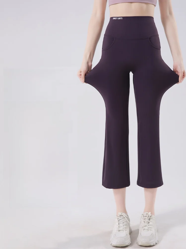 Pantalones de yoga Qui Dry Running Fitn Sports orts Transpirable Cómodo Refrigeración sin muffins Arca de ocho cuartos Micro acampanado...