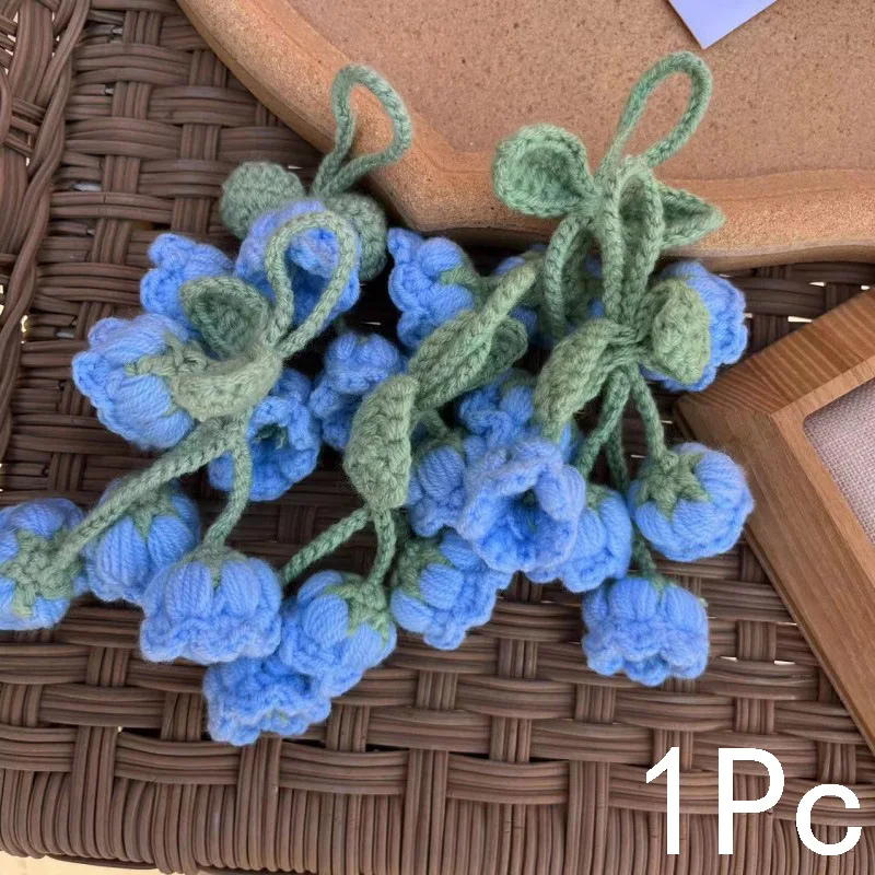 Colorful Handmade Knitted Wool Lily Of The Valley Keychain Cute Hand-woven Flower For Women Bag Purse Pendents Key Ring