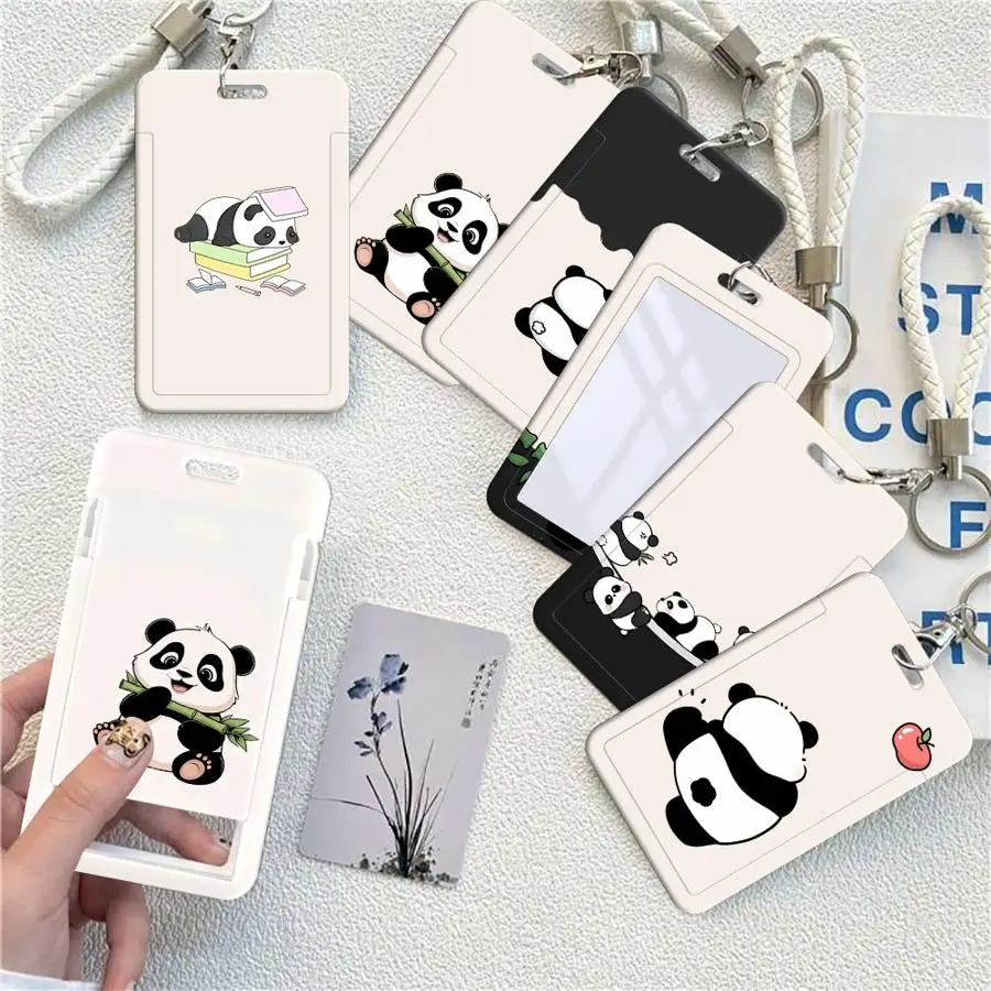 Cover Case 1Pc Card Holder Retractable Credit Card Holders Holders Child Bus with lanyard Badge Bank ID Pandas Back