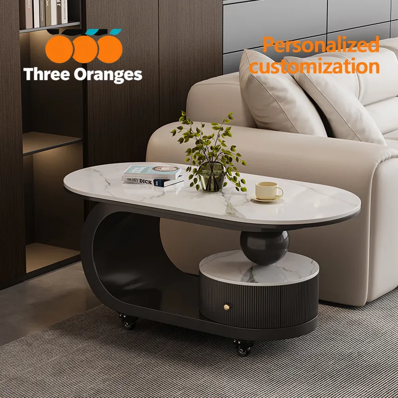 Light luxury rock slab sofa removable side few small apartment living room home coffee table advanced sense