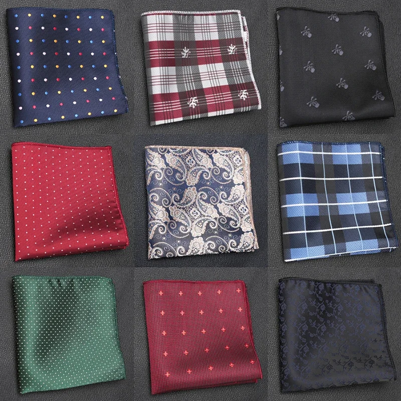 4PCS Colorful Mens Pocket Square Multicolor Dot Paisley Classic Wedding Silk Handkerchief Business Jacquard Hanky Good match
