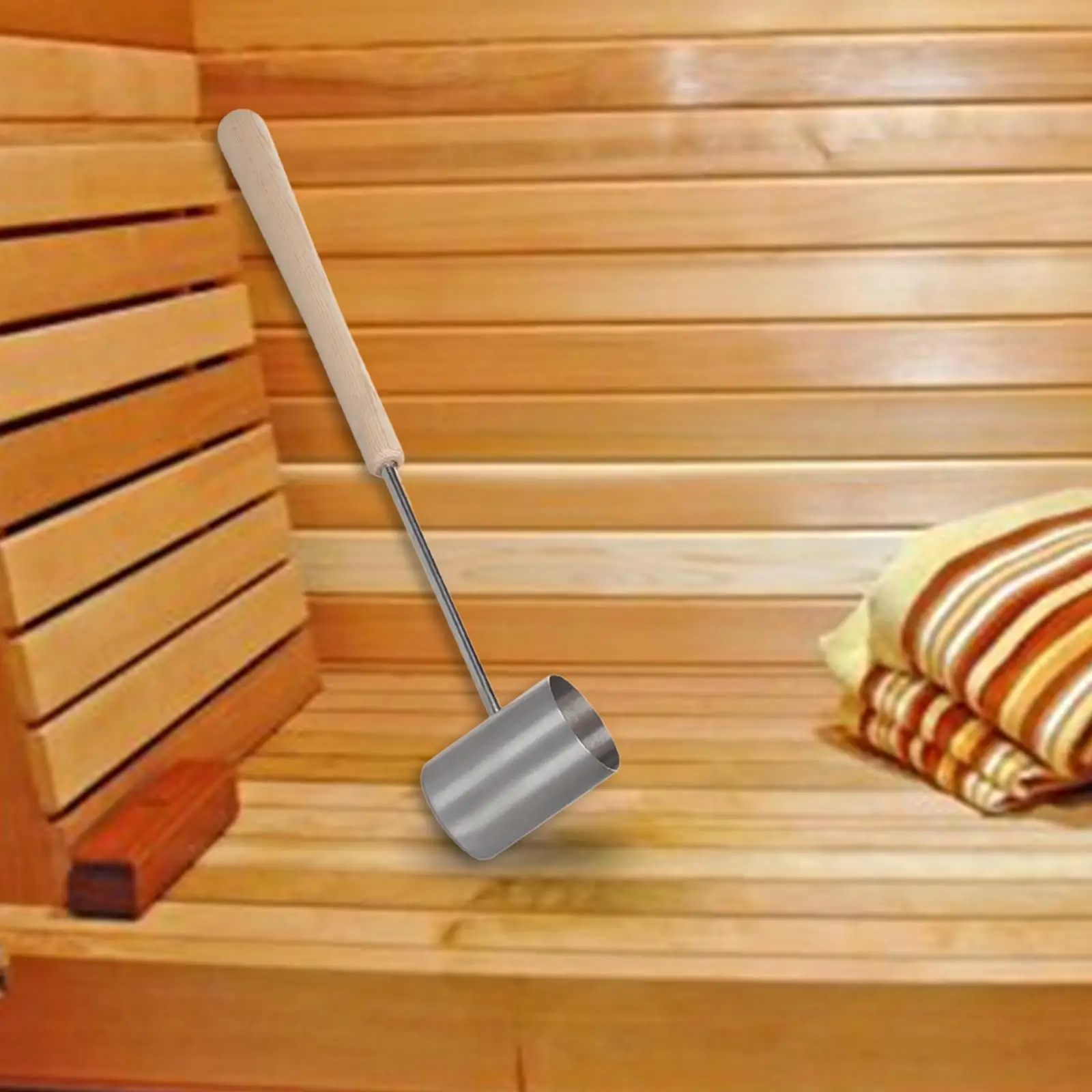 

Sauna Ladle Long Handle Stainless Steel Comfortable Grip Multipurpose Practical