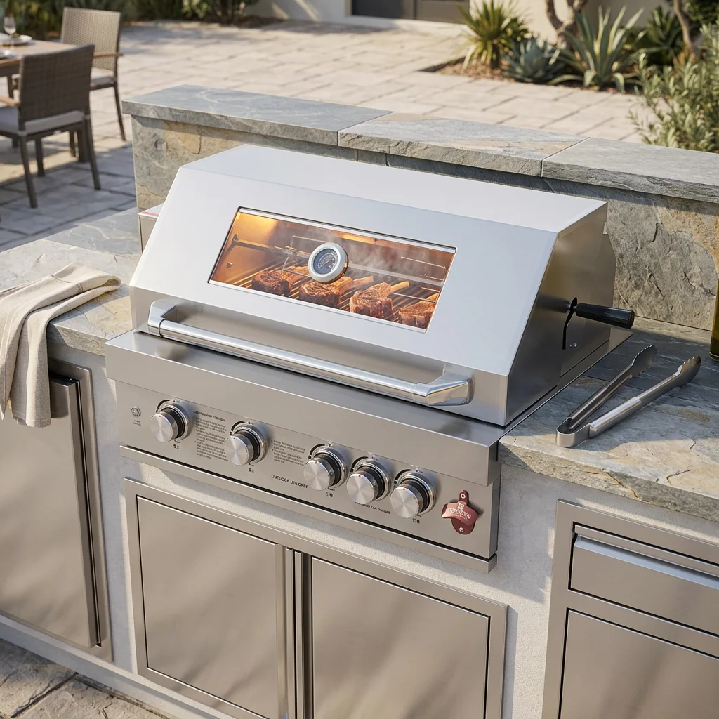 Dual Fuel Gas Stove, Kitchen Barbecue With Built-in Light, Large Thermometer, Gas Stove, Meat Exhaust Cooking Machine