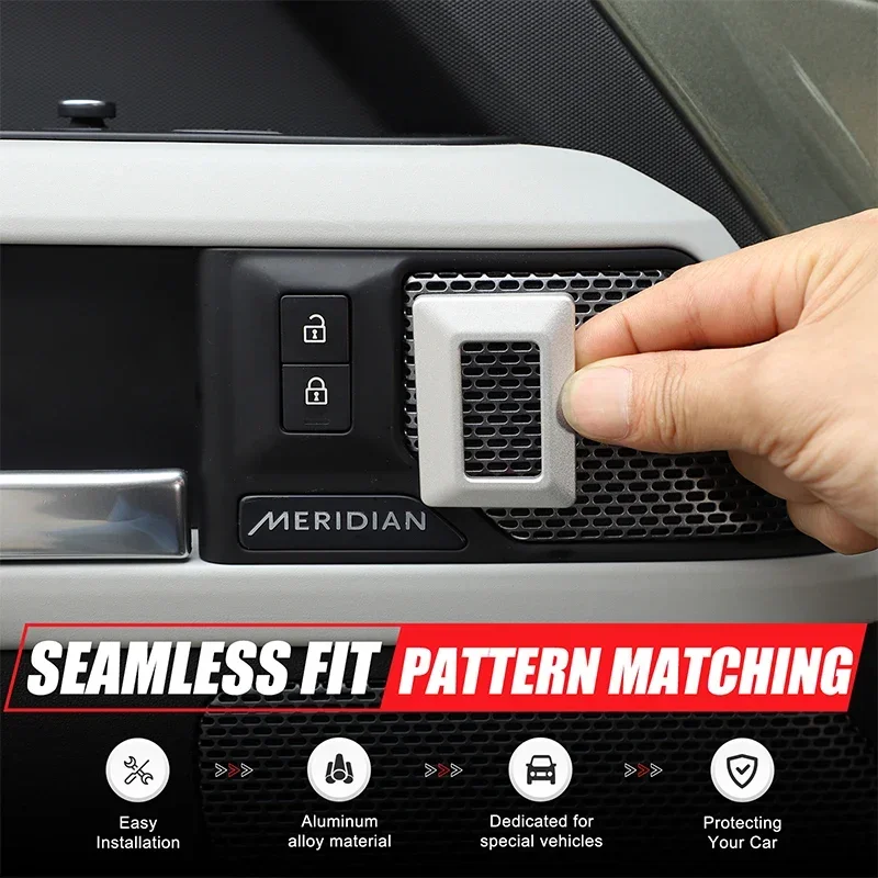 

For Land Rover Defender 90 110 2020+ Aluminum alloy black car door lock button anti-accidental touch frame sticker accessories