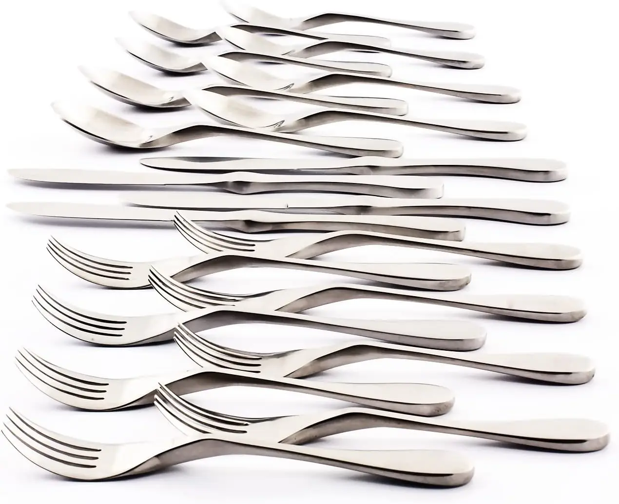 

20-Piece Matte Silver Cutlery Set with Ergonomic Design, 18/10 Stainless Steel Forks Spoons Knives