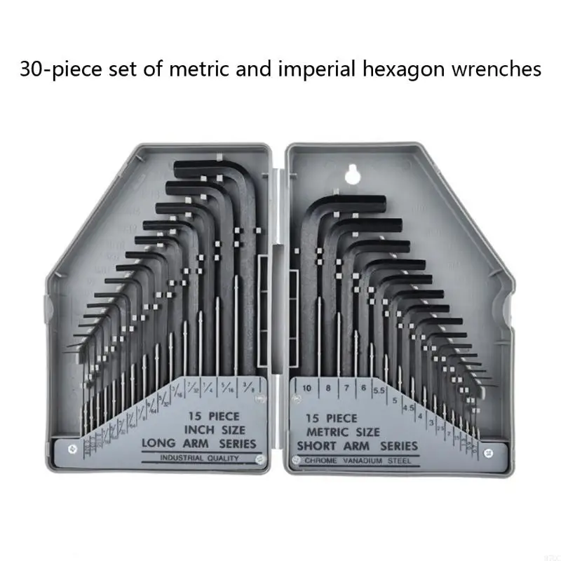 97QC 30-пенсионный шестигранник для ключа Allen Harench Set, SAE и Metric Assortment, L Shap