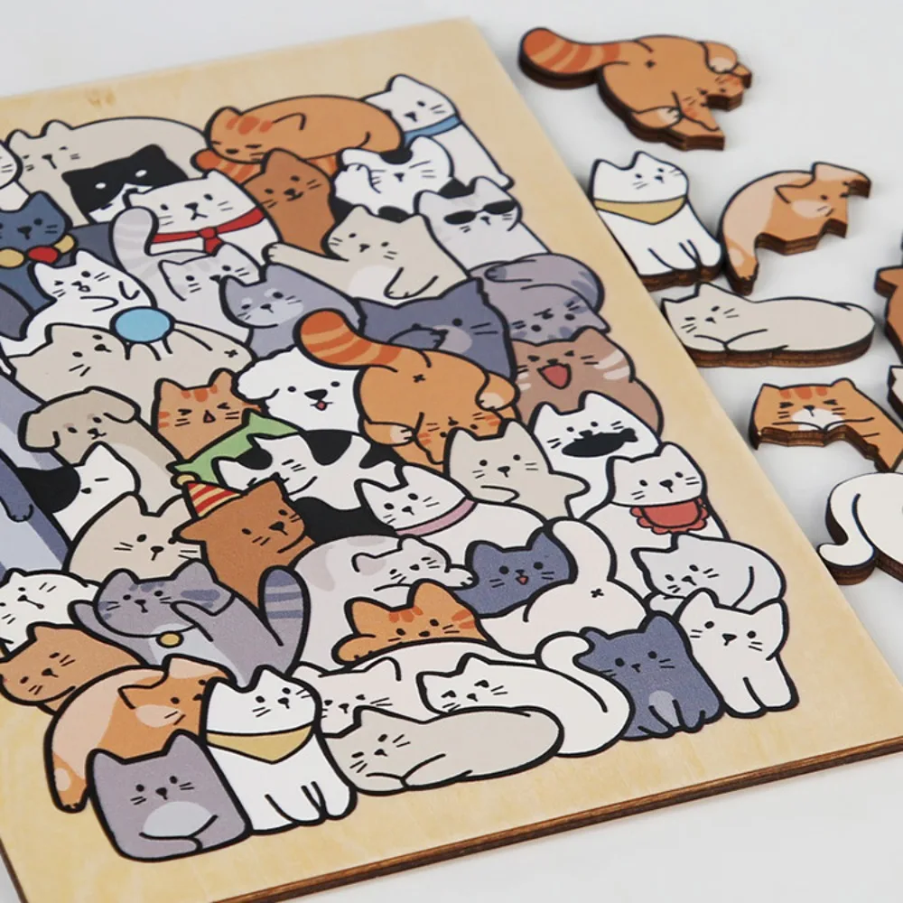 Puzzles d'animaux de forme irrégulière pour enfants, jeux de table, chat en bois, forme de dessin animé, chien, Krasnoanimal