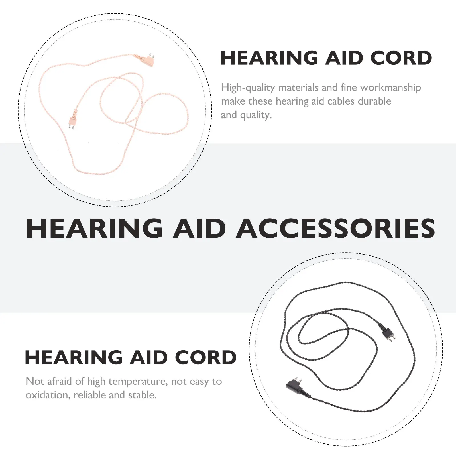 

2Pcs Copper Aluminum Hearing Cord Aid Cables Durable Winding Design Universal Elderly Pocket Accessories