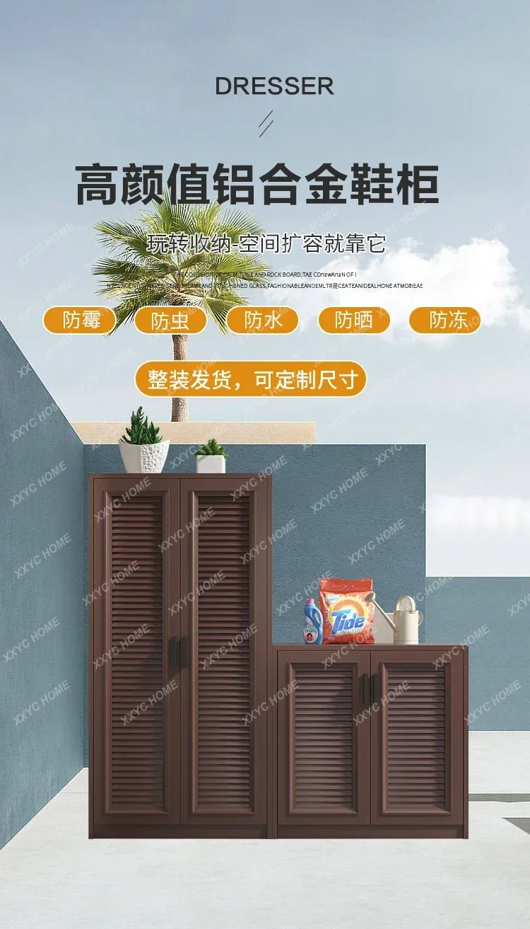 

Уличный шкаф-локер DVOutdoor из алюминиевого сплава, комбинированный садовый шкаф, водонепроницаемый, солнцезащитный, для балкона, для хранения, бытовой, Esmt163