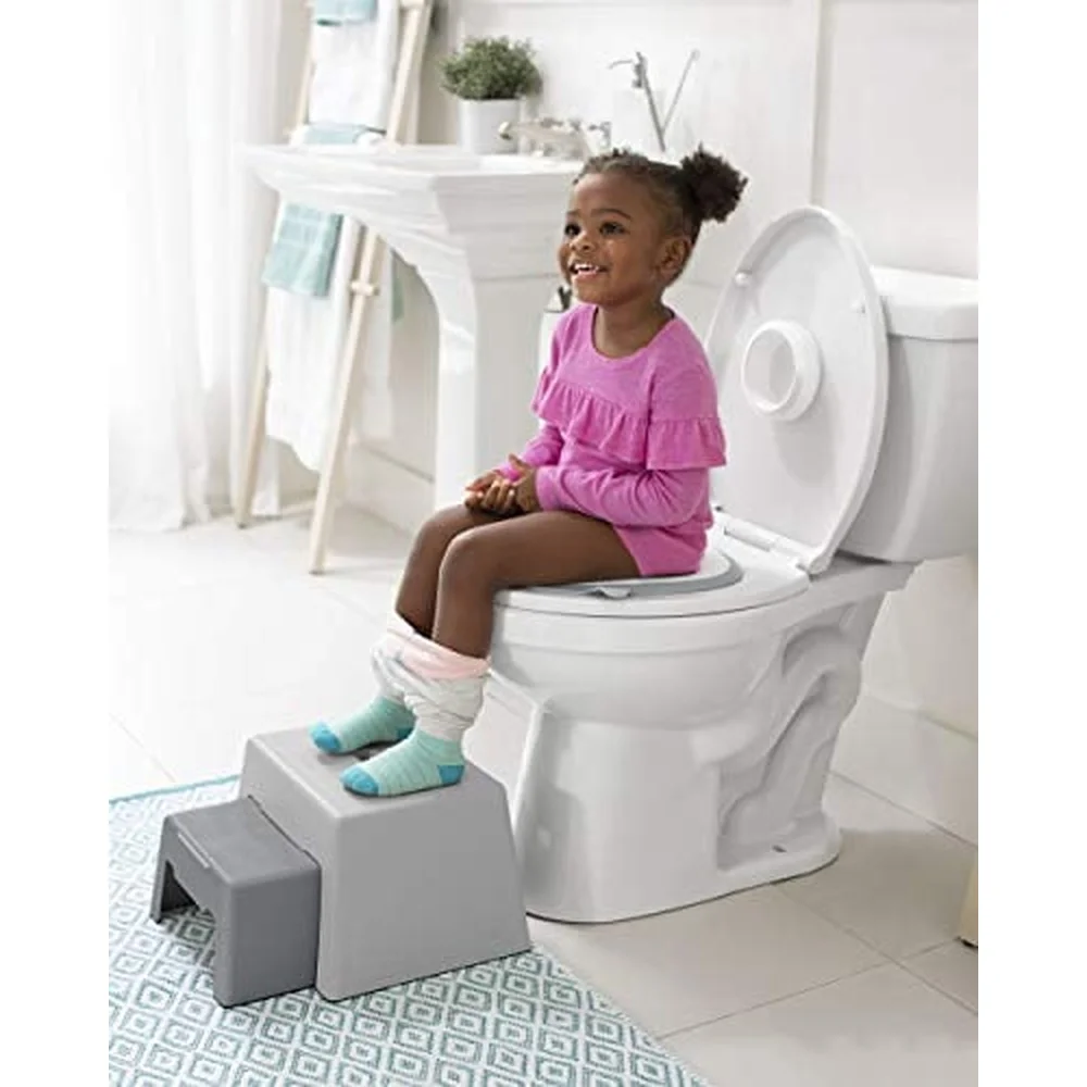 Toddler Step Stool 2-in-1 Space Saving Design Non-Slip Bases Adjustable Height Nesting Stools Potty Training Kitchen Helper