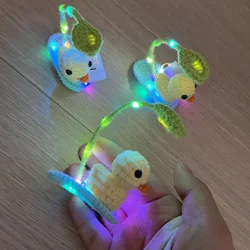 1pcs Girls Women LED Light Up Blinking Party Duck Crochet Hair Clip Animal Handmade Hairpin Knitting Hairgrip Halloween
