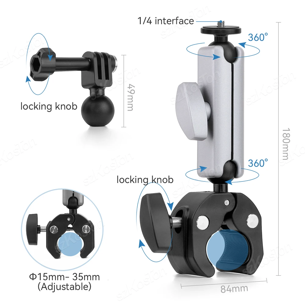 دراجة نارية المقود مرآة جبل ، قوس الدراجة ، حامل ل DJI oomo ، insta360 ، عمل الكاميرا ، اكسسوارات ل GoPro 12 ، 11 ، 10 ، 9 ، 8