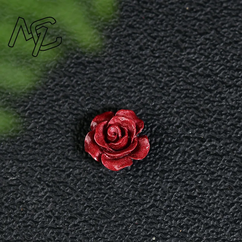 Wholesale 10pc Fashion Cinnabar Jade Rose Flower Beads DIY Earrings Bracelets Jewellery Chinese Healing Women Man Luck Gifts view 3