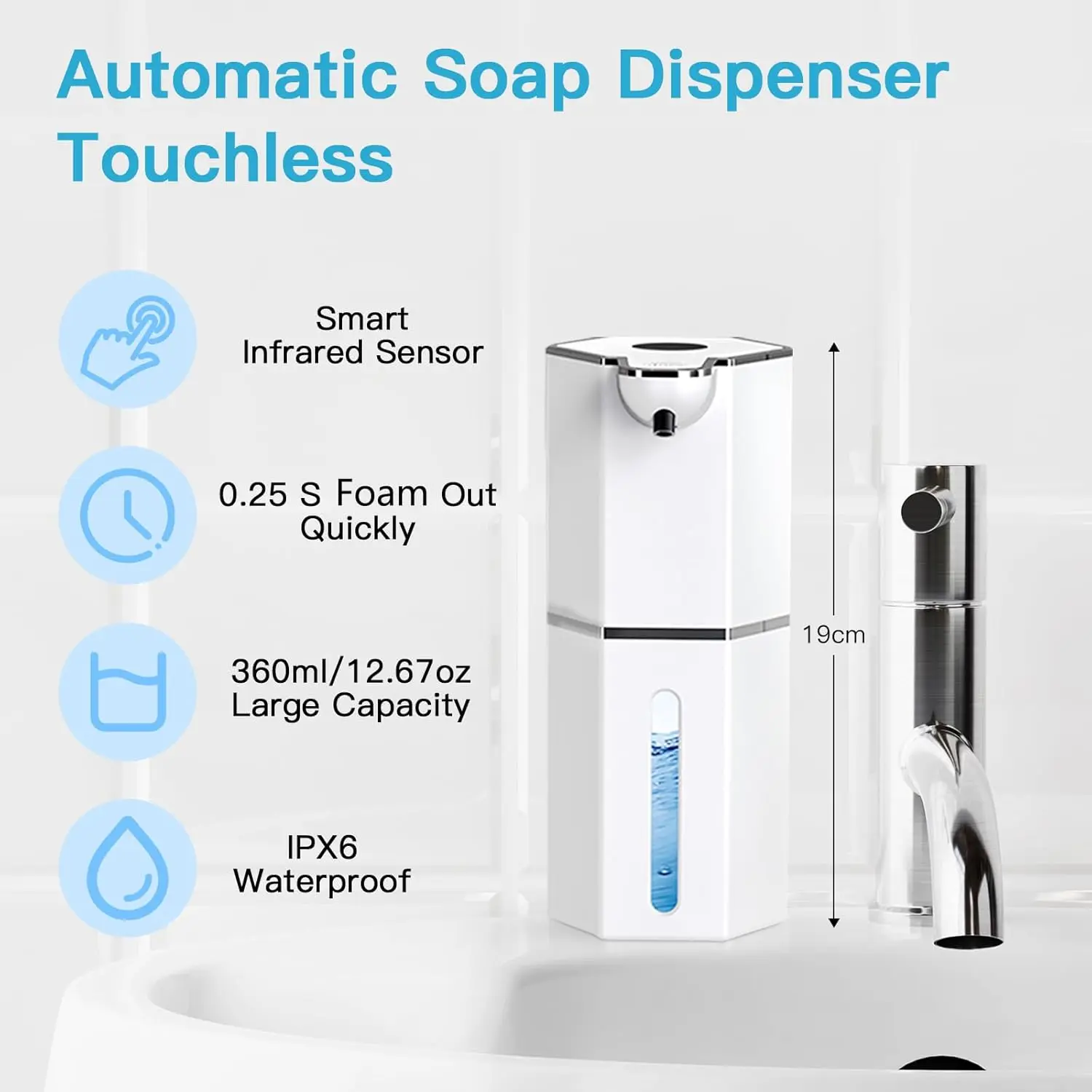 USB Charging Wall Mount Automatic Hand Soap Dispenser Touchless Sensing Foaming Liquid Dispenser for Hotels Household Use