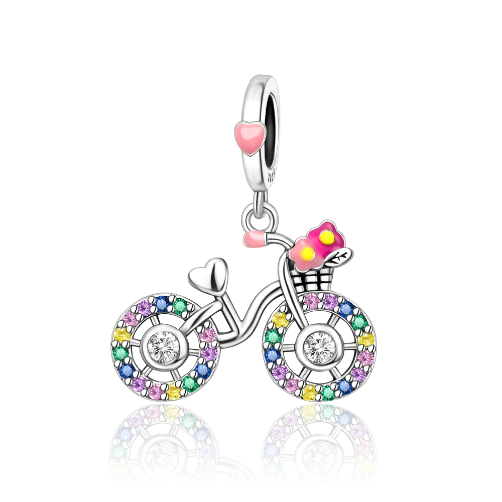 925 sterling silver pendant bicycle beads compatible with original bracelet, men's and women's DIY jewelry gift