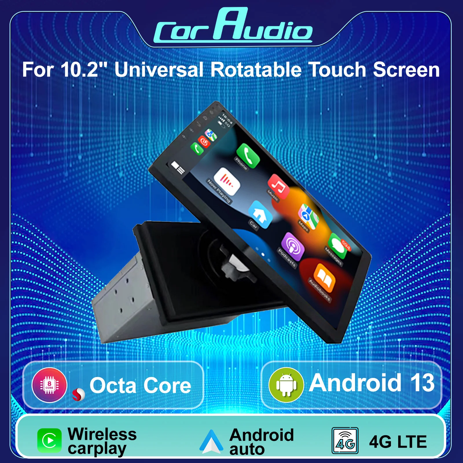 

10.2" Touch Rotatable Screen Android Universal Car Multimedia Player 4G WIFI Carplay 1 Din AutoRadio GPS Navigation DSP Headunit