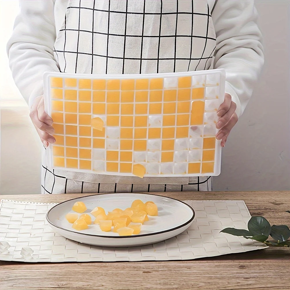 1pc/2pcs-Quick-Freeze, Space-Saving 96 Mini Cube Silicone Ice Tray - Foldable, Food-Grade Mold for Refreshing Summer Drinks
