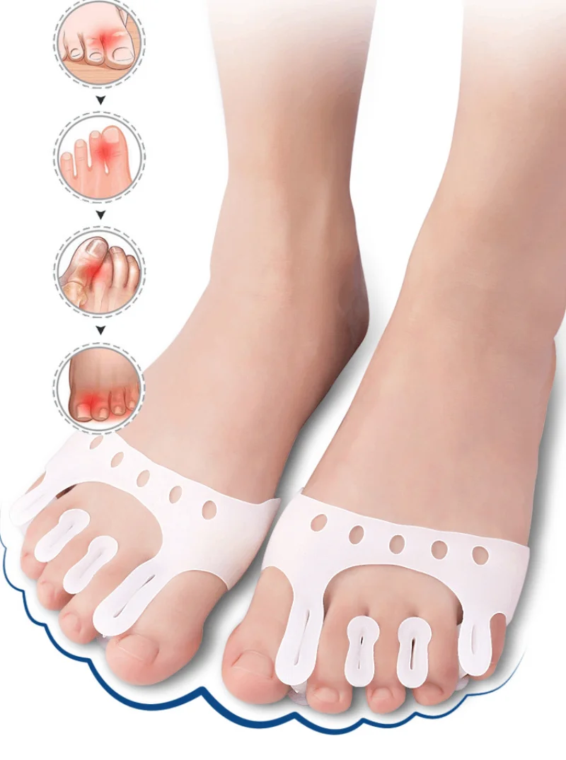 10pieces=5pairs Shoe Cushion Orthotic Forefoot Pads Hallux Valgus Silicone Bunion Corrector Gel Toe Splitter Separator Orthotic