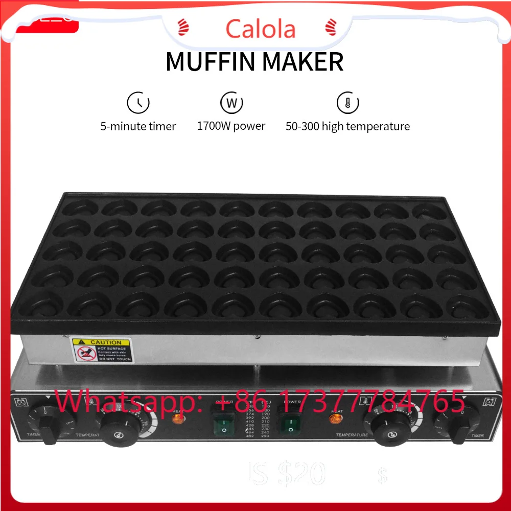 50 Holes Heart Shaped Poffertjes Grill 1700W Electric Mini Dutch Pancake Muffin Waffle Maker