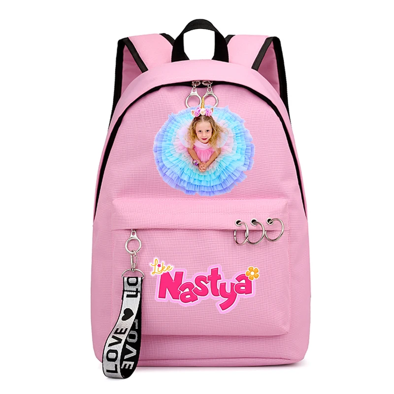 

New Female Fashion Lady High Capacity Like Nastya School Backpack Girls Pink Bookbag Children Back to School Birthday Toy Gift